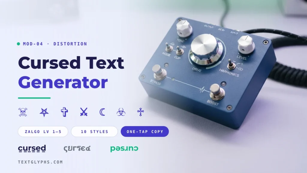 Cursed text generator with zalgo levels and 10 cursed styles to copy and paste