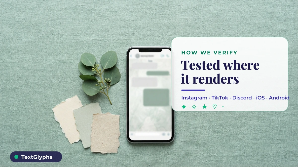 Testing text symbols render support on Instagram, TikTok, Discord, iOS and Android