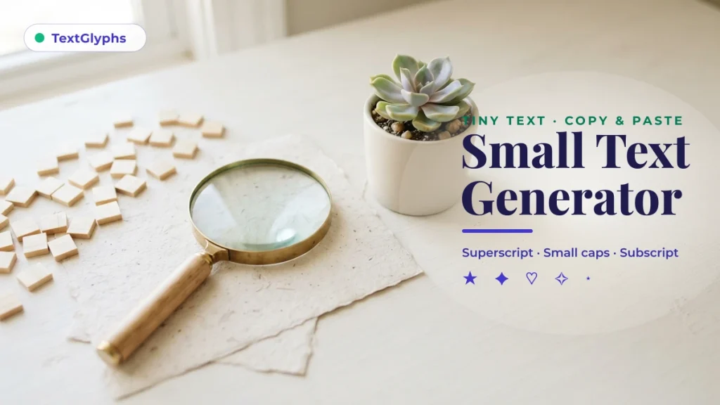 Small text generator turning normal text into tiny superscript, small caps and subscript