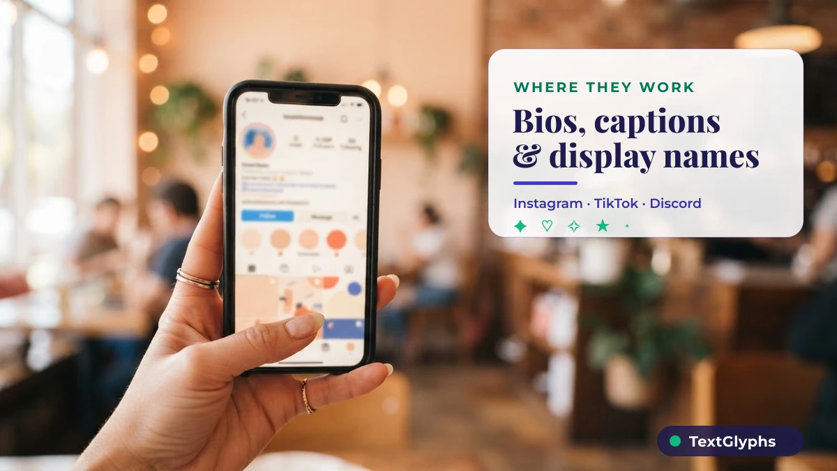 Using text symbols in Instagram, TikTok and Discord bios and display names