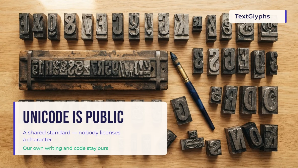Terms of service: Unicode characters are a public standard nobody licenses