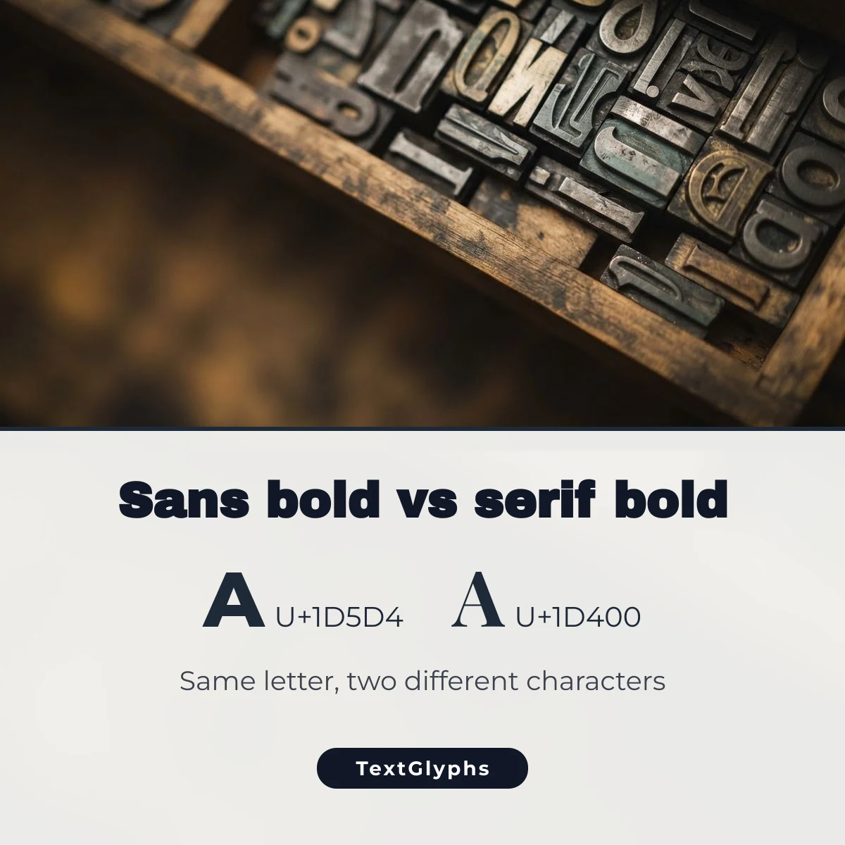 Bold text: sans-serif bold A U+1D5D4 compared with serif bold A U+1D400