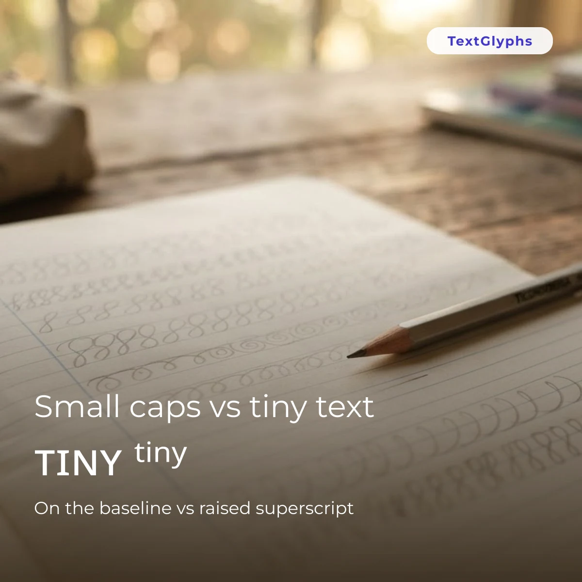 Small caps compared with superscript tiny text