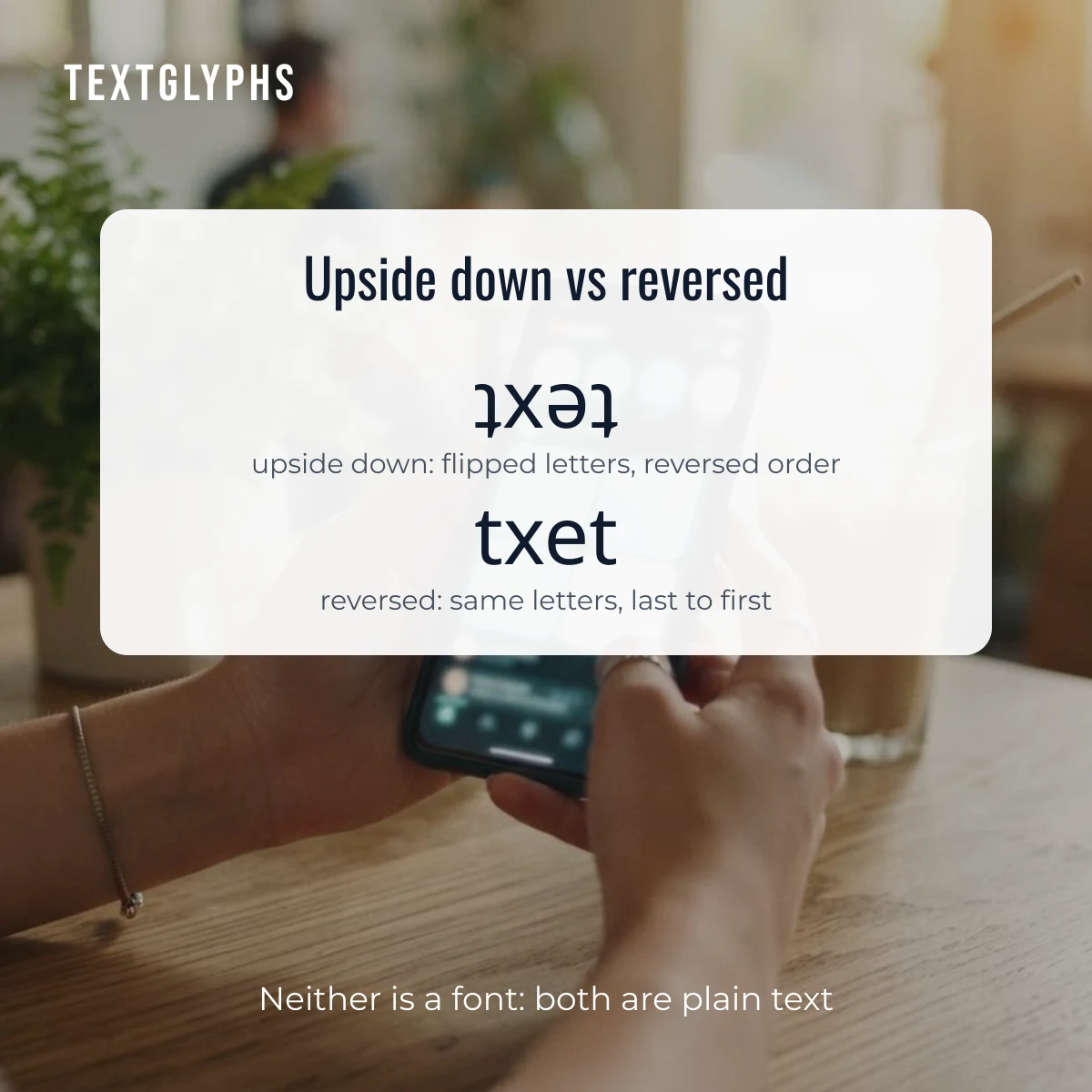 Upside down text compared with reversed text